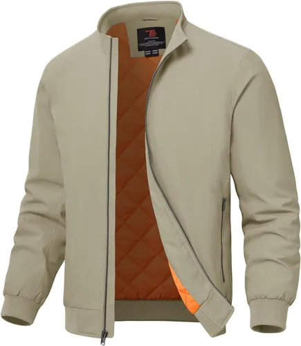 Vista 11 de TBMPOY Men's Winter Lightweight Bomber Jackets Water Resistant Fall Casual Windbreakers Quilted Full Zip Windproof Work Coats