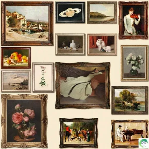 Vista 9 de LANCHI95 Juego de 15 piezas de arte de pared de obra maestra vintage, famosas reproducciones de pintura al óleo, impresiones de galería de pinturas