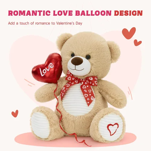 Vista 2 de BENINY Oso de peluche de 15 pulgadas para el día de San Valentín, peluche con globo y bordado de amor, regalo perfecto para parejas