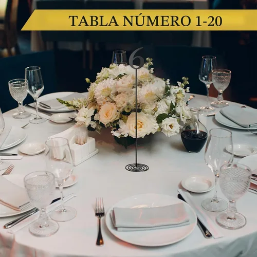 Vista 5 de Therwen 20 piezas Números de mesa de metal 1-20 Números de mesa para recepción de boda Figura de escritorio de acero inoxidable de 30 cm con base