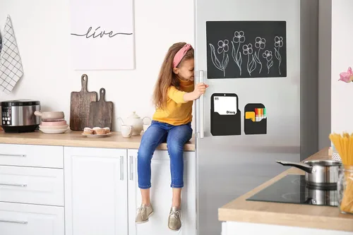 Vista 4 de Soporte Magnético para Archivos, Paquete de 3 Porta Archivos Magnéticos para Refrigerador, Archivadores y Nevera, Organizador de Archivos Magnético