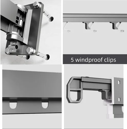 Vista 6 de Estante de ropa montado en la pared, estante de secado de ropa plegable extendido para dormitorio y baño, estante de secado de ropa elástico