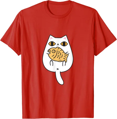 Vista 13 de Lindo gato playera Taiyaki y gato camisa Blanco