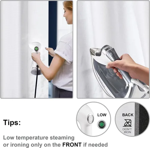Vista 9 de OVZME Cortinas 100% opacas de 84 pulgadas de largo, 2 paneles para sala de estar, cortinas opacas blancas grisáceas, cortinas con aislamiento