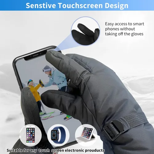 Vista 3 de FUEMEILY Manoplas de esquí de invierno para hombres y mujeres, guantes de nieve cálidos para adultos para clima frío, guantes Thinsulate para motos