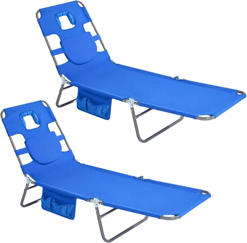 Vista 20 de SUNNYFEEL Lay Flat Silla de bronceado, tumbona boca abajo, reclinable de 5