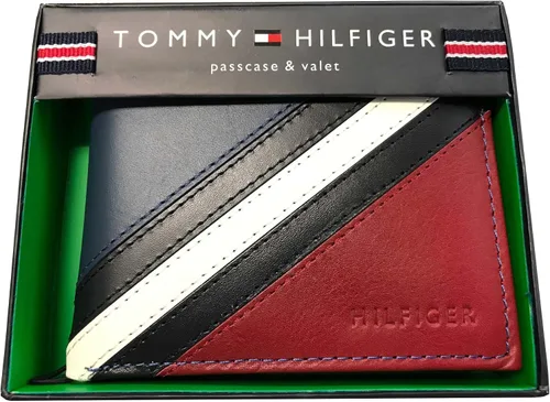 Vista 2 de Tommy Hilfiger Passcase and Valet - Billetera plegable - Rojo/Azul marino/Blanco, Multi