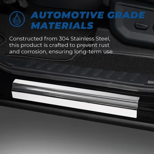 Vista 5 de Putco Kit de placas de umbral de puerta de acero inoxidable con logotipo Super Duty - Compatible con Ford F250/F350/F450/F550 Crew Cab 2023-2025