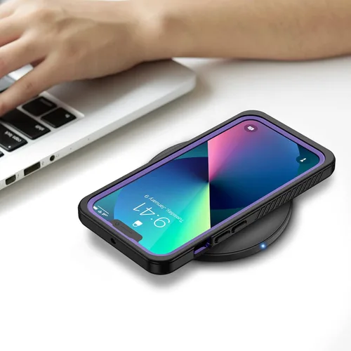 Vista 7 de Lanhiem Funda para iPhone 13, impermeable IP68, a prueba de polvo, a prueba de golpes, con protector de pantalla integrado, cubierta frontal