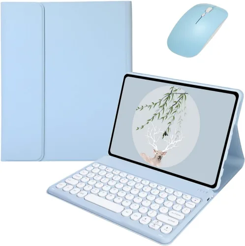 Vista 18 de kaidisen Funda de teclado para Galaxy Tab S6 Lite de 10.4 pulgadas con teclado y mouse Bluetooth, cubierta de teclado desmontable de color caramelo