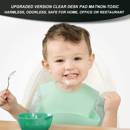 Vista 3 de Protección de mesa de PVC transparente de varios tamaños para mesa de comedor pequeña, resistente al calor, impermeable, tapete de computadora