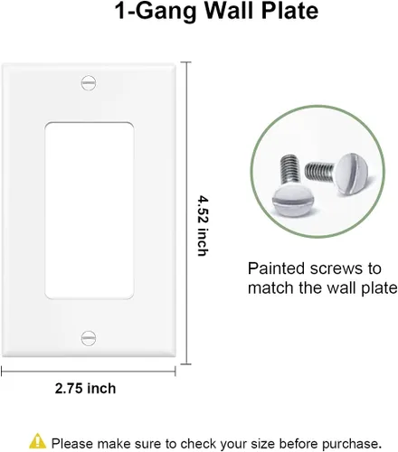 Vista 7 de Placa decorativa de pared de 1 banda, cubierta de enchufe de receptáculo, para interruptores de luz, atenuadores, GFCI, receptáculo, salida USB