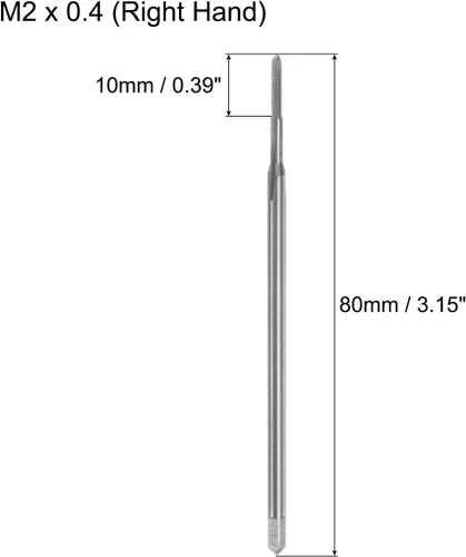 Vista 2 de uxcell Grifo de rosca métrica M2 x 0.4 H2 3.150 in extra largo recto flauta tornillo roscado roscado herramienta de reparación