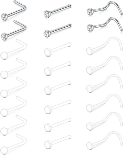 Vista 16 de MODRSA Juego Mixto de Retenedores de Piercing Transparentes para Septum, Pernos de Nariz, Anillos de Labio Flexibles, Anillos de Lengua, Anillos