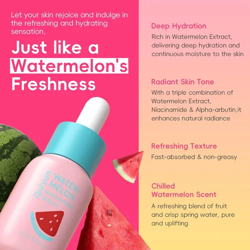 Vista 4 de QUIYUM - Juego de cuidado de la piel de sandía y niacinamida, kit facial brillante de 3 piezas para adolescentes 3-in-1 Daily Routine: Cleanser