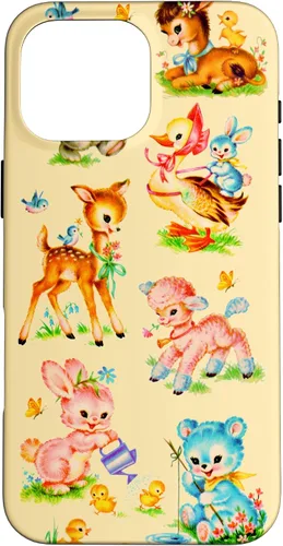 Vista 19 de Vintage Baby Animals Nursery 50's Retro Yellow Case for iPhone 17