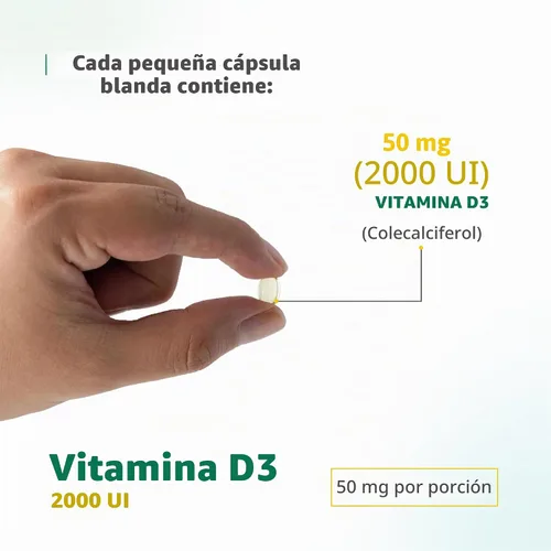 Vista 7 de Vitamina D3 2000 UI Softgels Inmune Bone Muscle Support 100 Count