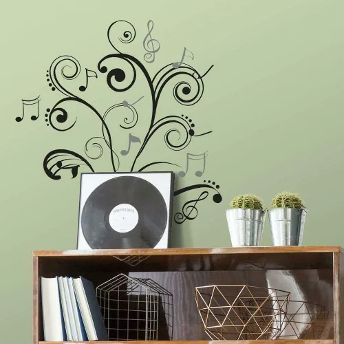 Vista 2 de RoomMates RMK2083SCS - Calcomanías de pared con diseño de notas musicales, color negro
