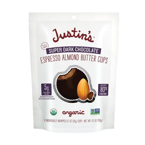Vista 4 de Justin's Organic Super Dark Espresso - Tazas de mantequilla de almendra