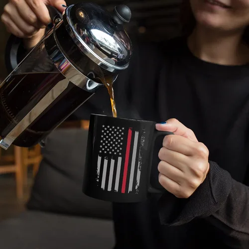 Vista 3 de Regalos patrióticos de bomberos con la bandera estadounidense para hombres y mujeres, regalos de primera respuesta para hombres, taza de café