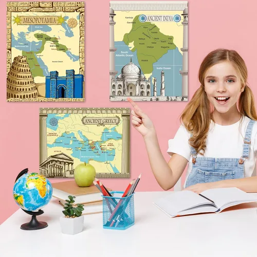 Vista 5 de Póster de civilizaciones antiguas para aprendizaje en el aula de estudios sociales - Decoración educativa para escuela primaria, media y secundaria