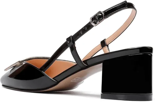 Vista 7 de WAYDERNS Zapatos de vestir para mujer con punta cuadrada y hebilla rectangular de metal, con espalda abierta, gruesos y de tacón bajo, de 2
