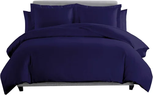Vista 3 de sheetsnthings Juego de ropa de cama matrimonial de 600 hilos, 100% algodón de 7 piezas, funda de edredón y fundas de almohada con sábanas de cama