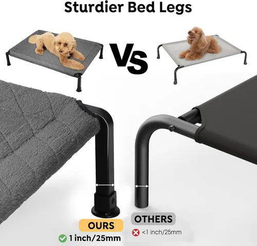 Vista 3 de Veehoo CWC2432A - Cama elevada para perro con marco resistente, patas de silicona antideslizantes, cama para perro lavable y transpirable, cama
