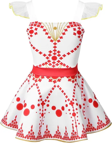 Vista 2 de MSemis Disfraz de princesa de ballet para niñas con manga voladora, vestido de tutú, bailarina salto bailarina