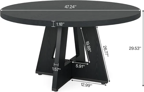 Vista 2 de Tribesigns Mesa de Comedor Redonda de 47 Pulgadas Mesa de Cocina de Madera para Comedor, Mesas de Dinner Room de 47" para 4-6, Muebles de Acento