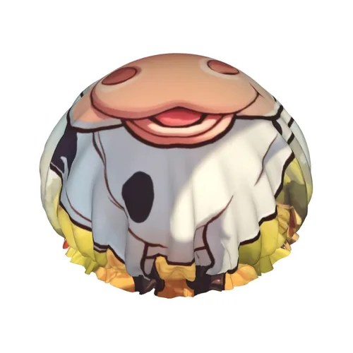 Vista 21 de Animal Rhino Print Shower Cap,Elastic And Reusable Bath Hair Hat For Long Hair,Large Waterproof Shower Bonnet,For Women Men Kids