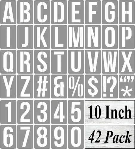 Vista 13 de Plantillas de letras del alfabeto de 1 pulgada para pintar, paquete de 42 plantillas de letras y números con letreros para pintar sobre madera