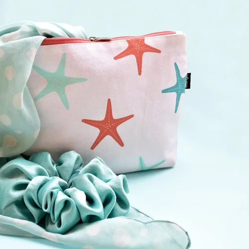 Vista 5 de Eco Right Bolsa de cosméticos de lona: bolsa de maquillaje de viaje para mujeres y niñas, organizador de monedero con cremallera, elegante estética