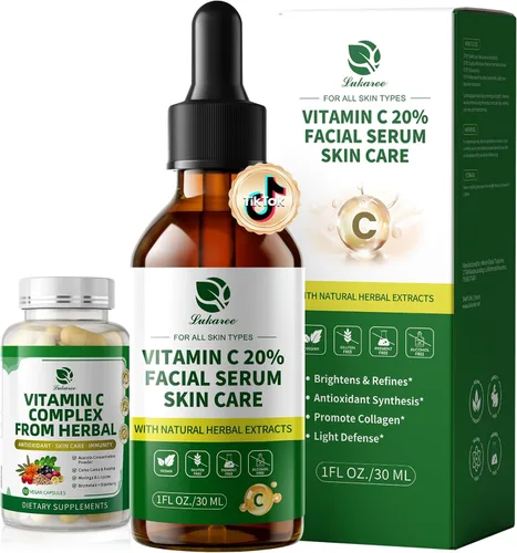 Vista 10 de Lukaree Suero de vitamina C para la cara – Suero facial de vitamina C iluminador con hialuronato de sodio Unifica el tono de la piel y suaviza