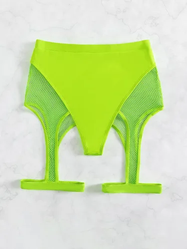 Vista 2 de OYOANGLE Traje de baño de malla para mujer, de cintura alta, parte inferior de bikini y parte inferior de bikini