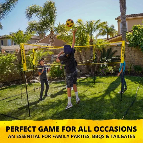 Vista 5 de CROSSNET - Red de voleibol de 4 vías con mochila de transporte y pelota - Juego de voleibol de cuatro cuadrados para adultos y niños - Juego