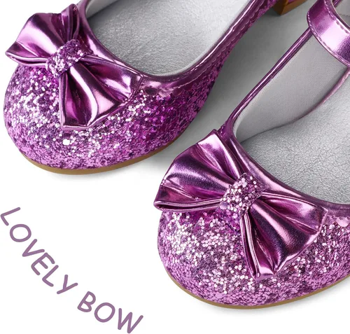 Vista 3 de K KomForme Mary Jane - Zapatos de vestir para niña con purpurina de 1.5 pulgadas, tacón bajo, para boda, fiesta, princesa, zapatos para niños