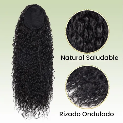 Vista 6 de Extensión de cabello rizado de 32 pulgadas de largo, cola de caballo sintética con clip instantáneo, resistente al calor, marrón oscuro (#2), 6.70