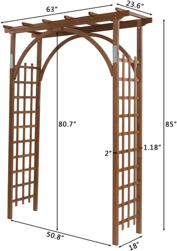 Vista 2 de Flandre Cenador de jardín de madera, arco de boda para ceremonia, enrejado de jardín de madera para escalar plantas, patio, césped, patio, fiesta