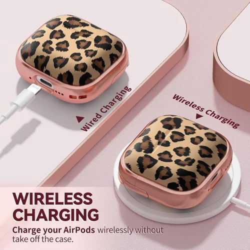 Vista 4 de Inesore Funda con bloqueo de seguridad para AirPods 4 2024, bonita funda floral para AirPod de 4ª generación para mujeres con kit limpiador