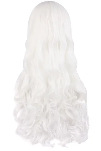 Vista 7 de Peluca MapofBeauty Lolita para disfraz, cabello largo, rizado, con coleta, Blanco