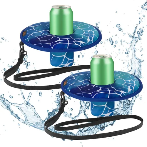 Vista 8 de 2 ranuras de neopreno flotante soporte para bebidas flotadores de bebidas para piscina, piscina, bebida, soporte flotante para cerveza con cuerda