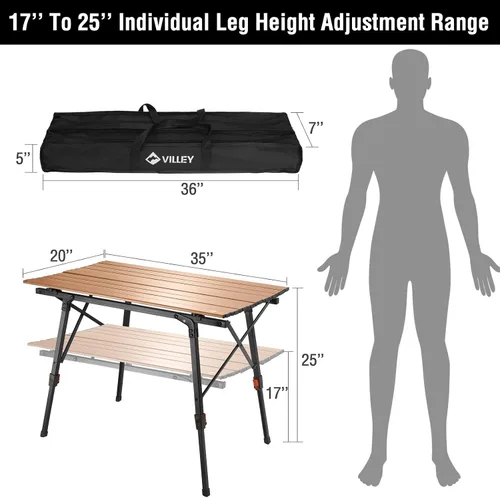 Vista 4 de VILLEY Mesa de camping portátil + silla plegable de directores