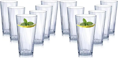 Vista 9 de vasos de plástico irrompibles, juego de 8, vasos de plástico a prueba de roturas, vasos de plástico transparentes, vasos de plástico de 10 oz, aptos