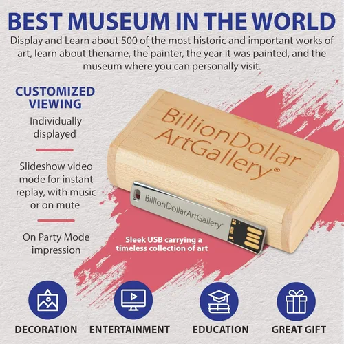 Vista 4 de BillionDollarArtGallery Transforma tu televisor en arte de pared Muestra 500 de las pinturas más icónicas del mundo Art TV Regalo único