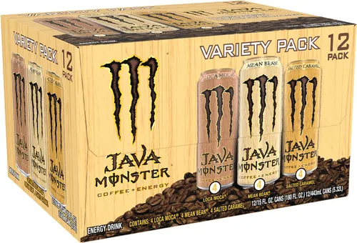 Vista 3 de Monster Energy - Paquete variado de café y bebida energética Java Monster, Java Monster Mean Bean, Java Monster Loca Moca, Java Monster Salted