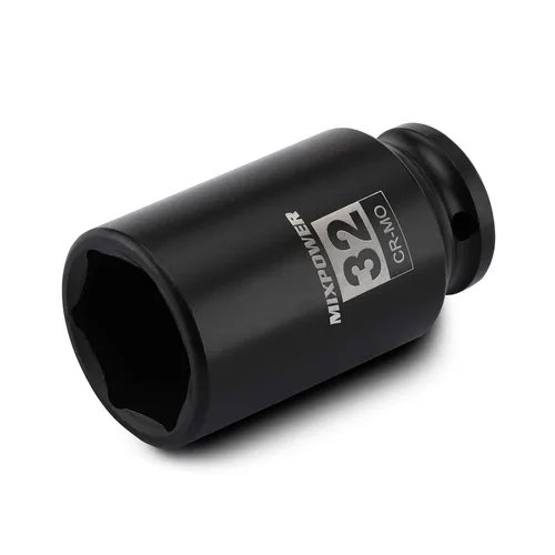 Vista 21 de Zócalo de impacto poco profundo de 1/2", CR-MO, 1-1/4", 6 puntos, diseño de esquina de radio, tuerca de eje de grado de impacto para fácil extracción