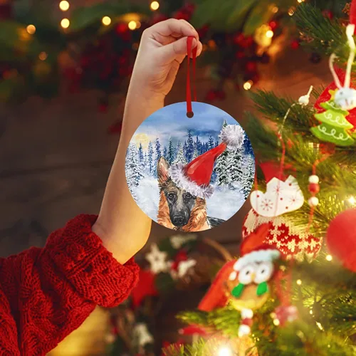 Vista 6 de Adorno de Navidad para bebé, pastor alemán 2023, adorno decorativo para colgar en el árbol, para decoración de perro, regalo de Navidad