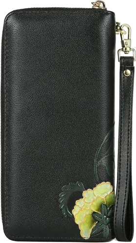Vista 4 de Carteras de cuero para mujer carteras de pulsera de moda bolso de mujer cartera de cuero delgada para tarjetas de crédito para mujer