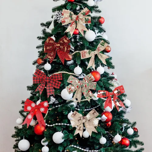 Vista 6 de Cinta de Navidad con cable de 2.5 pulgadas x 11 yardas, cinta de Navidad roja y de arpillera para coronas, lazos, manualidades, 2.5 pulgadas
